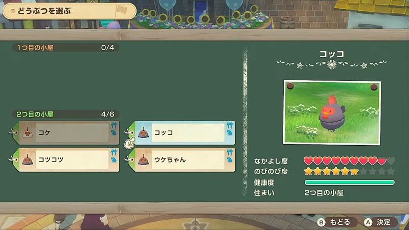 コッコのなかよし度とのびのび度