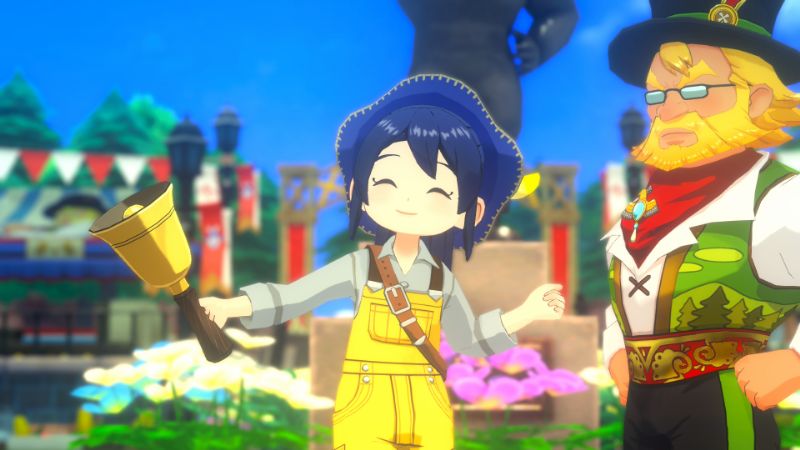 主人公が宣伝の鐘をならす。