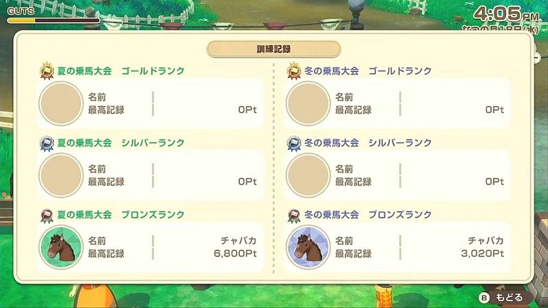 馬の訓練記録